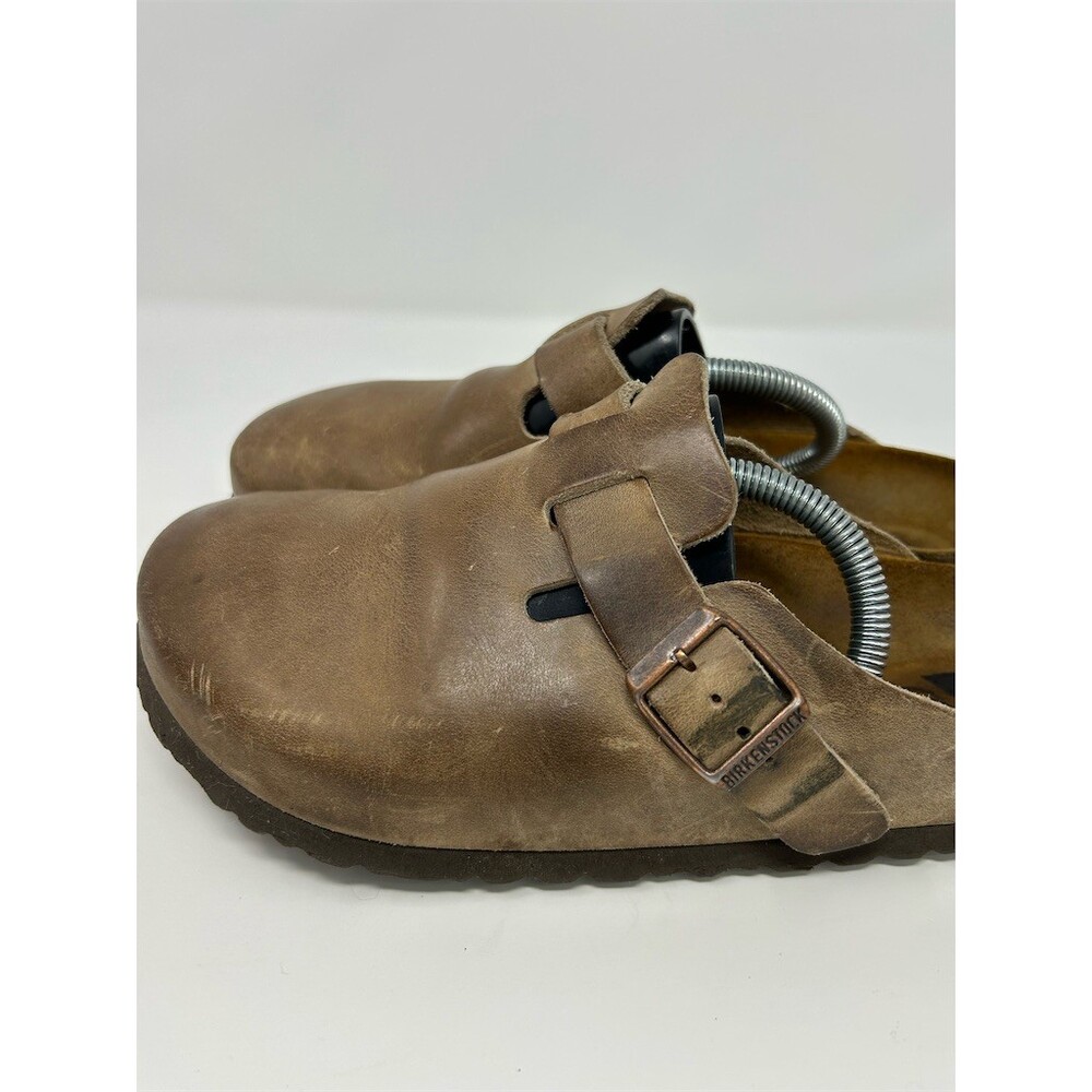 Birkenstock Boston Clogs Tobacco Brown Slip-On Buckle Cork Footbed Size 38 - Picture 9 of 14